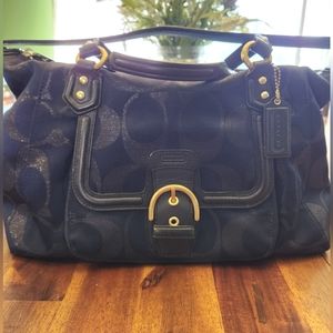 Coach blue metallic tote